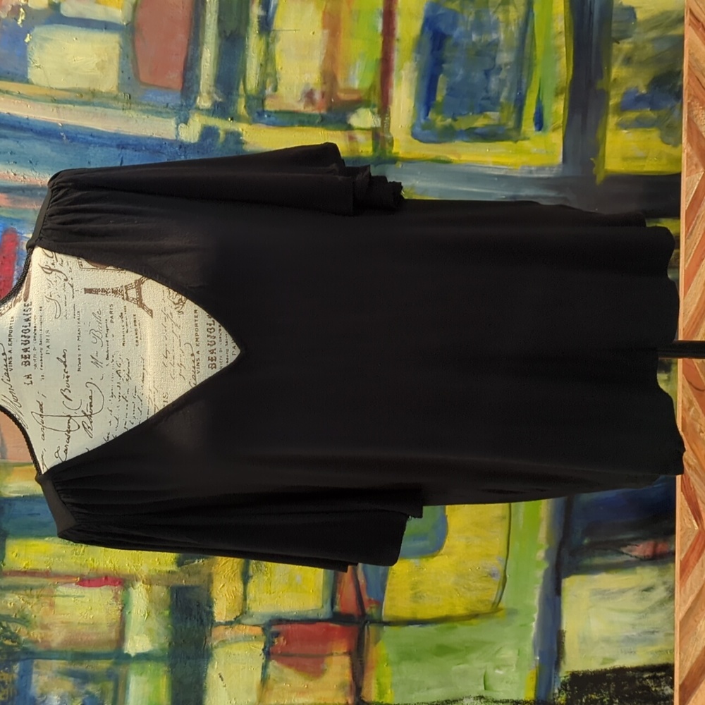 Bordeaux for Anthropologie black flutter sleeved top size medium